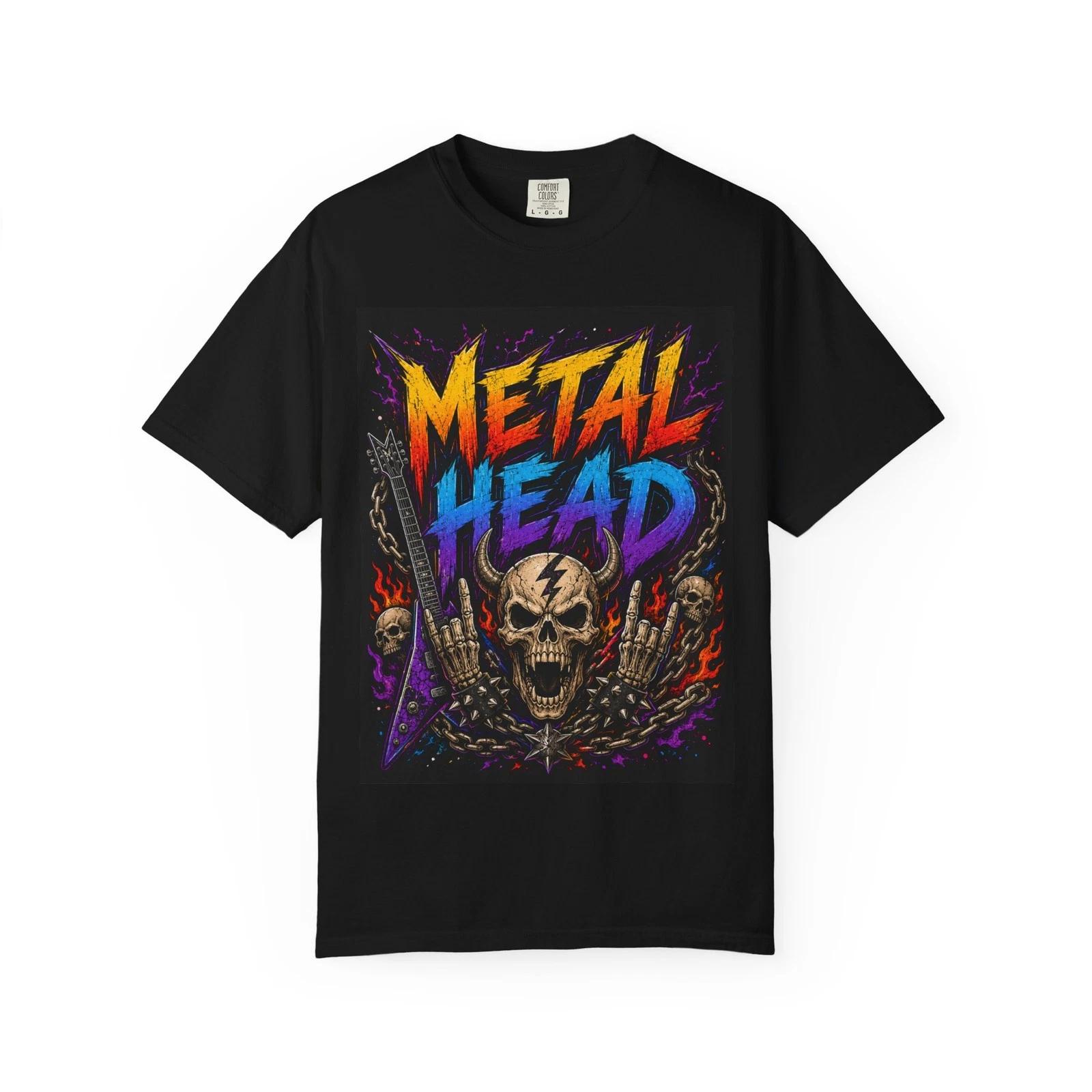 Metal Head skull graphic T-Shirt | heavy metal band art XL