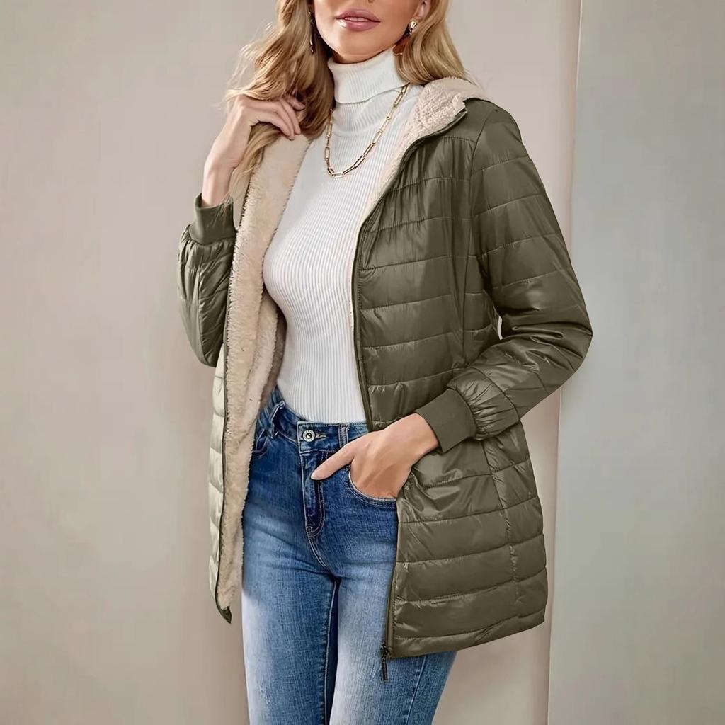 Women's Fashion Casual Coat Cotton Jacket Short Padded Loose Hooded Cotton Jacket