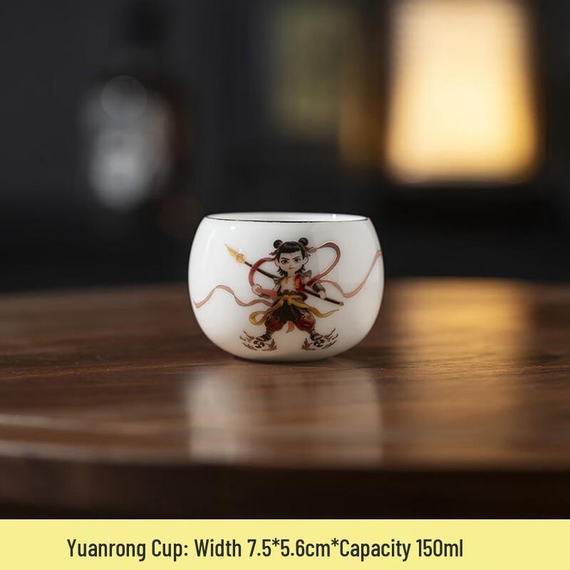 Nezha Series Mutton-Fat Jade Porcelain Tea Cup Gift Set