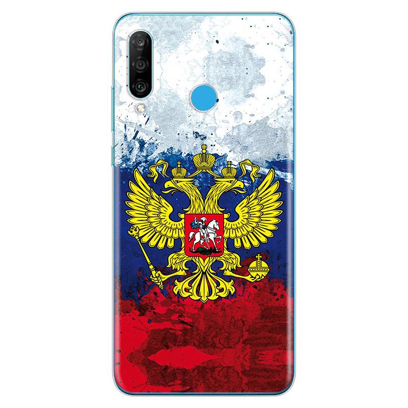 Russia flags Emblem Soft TPU Silicone Cover For Huawei P40 P30 P20 Pro P10 P9 P8 Lite E Plus 2019 2017 Phone Case