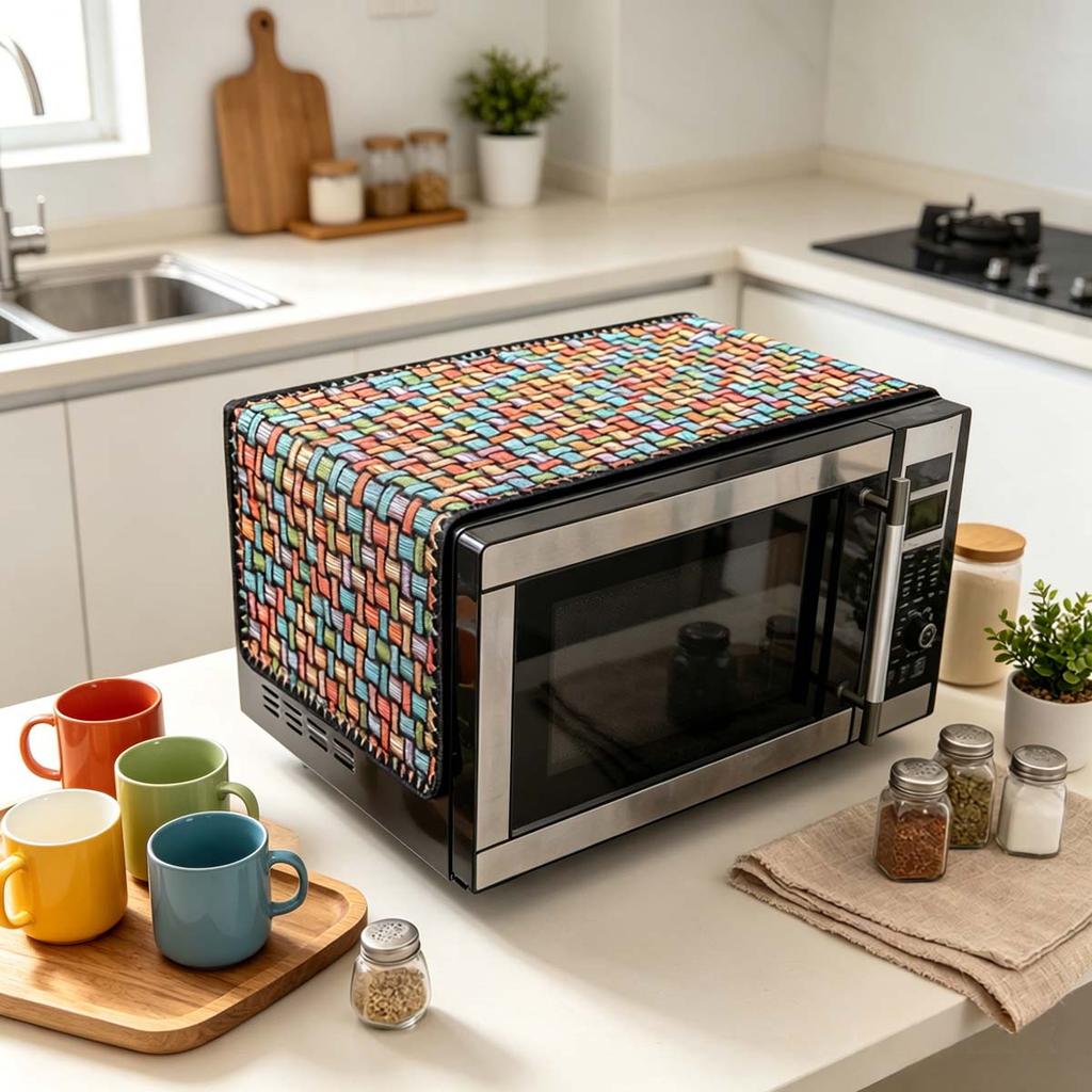 Housse Anti-poussière Compacte en Coton et Lin 30x90cm pour Micro-ondes et Four de Comptoir