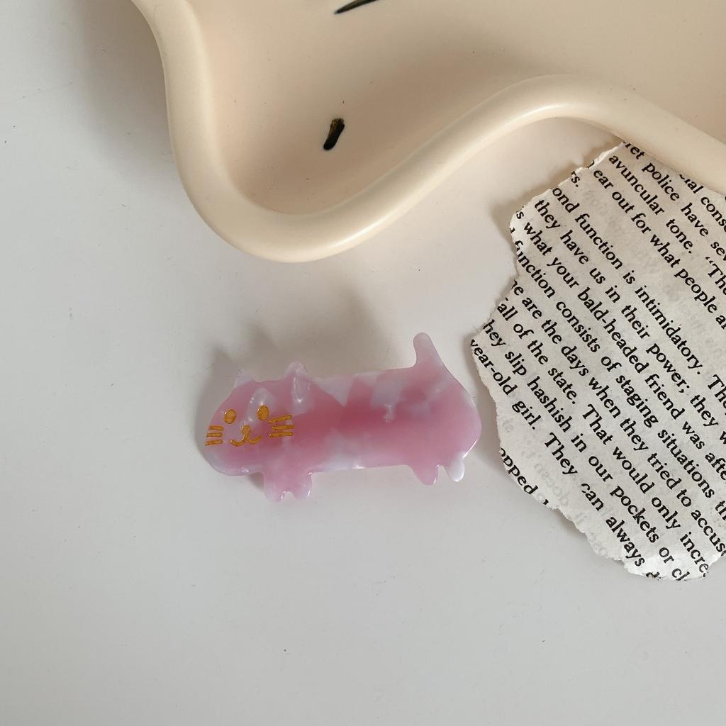 New Hair Clips for Girls Cute Cat Pattern Acetate Hair Clip Women Solid Color Hair Barrettes Hair Accessories Hairclip Gift