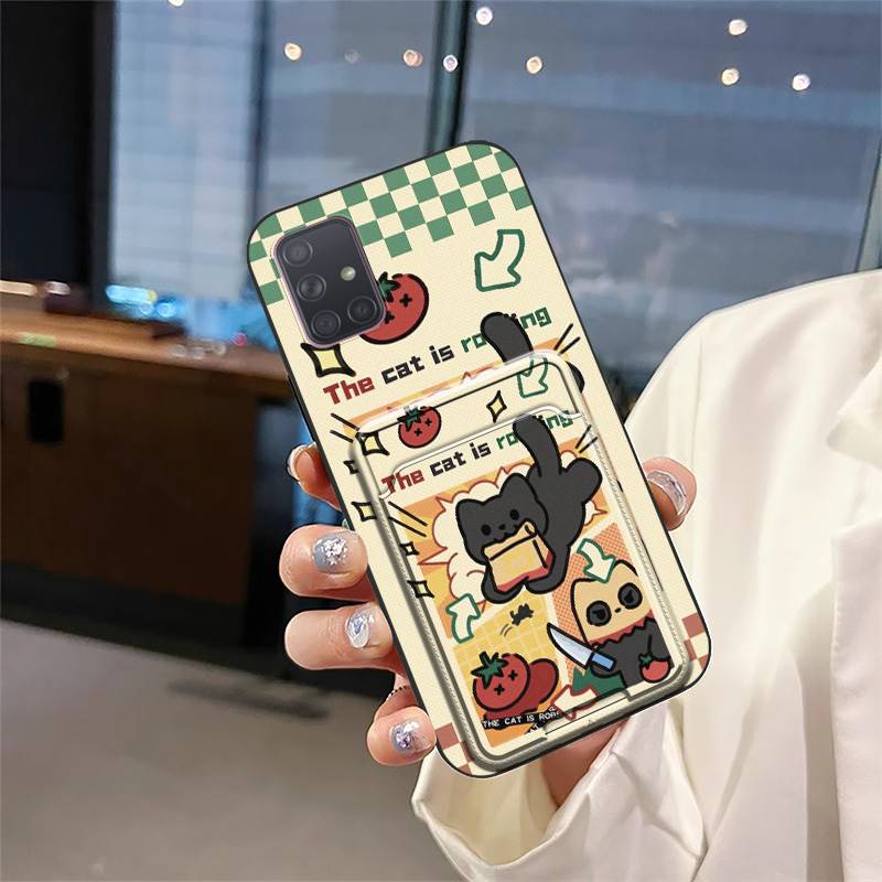 Shockproof Card bag Phone Case For Samsung Galaxy A51/M40S Back Cover Graffiti Card slot Anti-dust Cute protective TPU