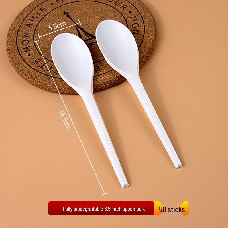 Disposable Biodegradable PLA Cutlery Set: Knife, Fork, Spoon with Long Handle and Thick Design