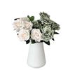 7-Head Ruffled Cappuccino Rose Bouquet - Vintage Artificial Flowers for Home or Wedding Decor