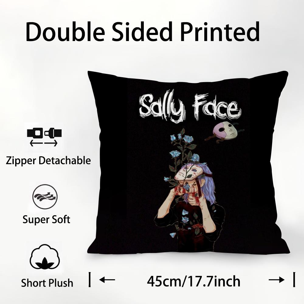 S-Sally Face Pillow Case Plush Fabric Soft Double Sided Print Sofa Cushion Cover Throw Pillow Covers