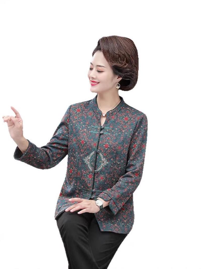 Plus-Size Autumn Top for Middle-Aged Women - Long-Sleeve, Lightweight Jacket 