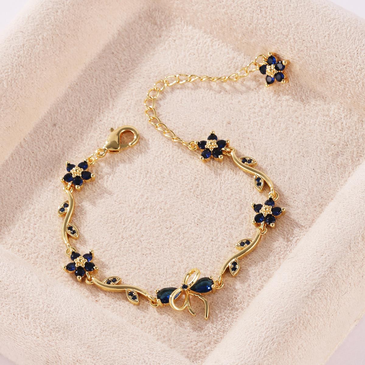 

New Fashion 18K Gold Plated Turquoise Stone Zircon Butterfly Bracelets for Women Girls Sweet Wedding Jewelry Gifts