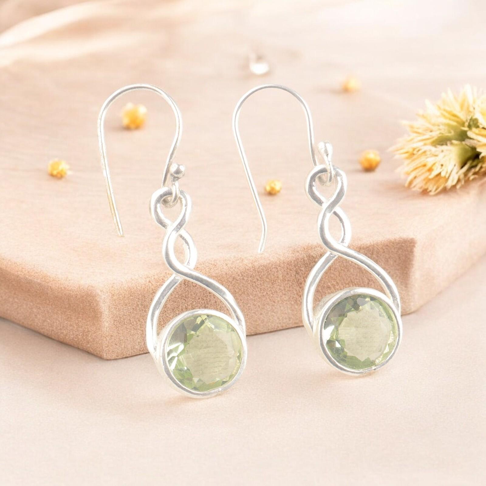 

Круглые серьги-дизайнерские из стерлингового серебра 925 пробы с зеленым аметистом, 1,68 CE-15-17