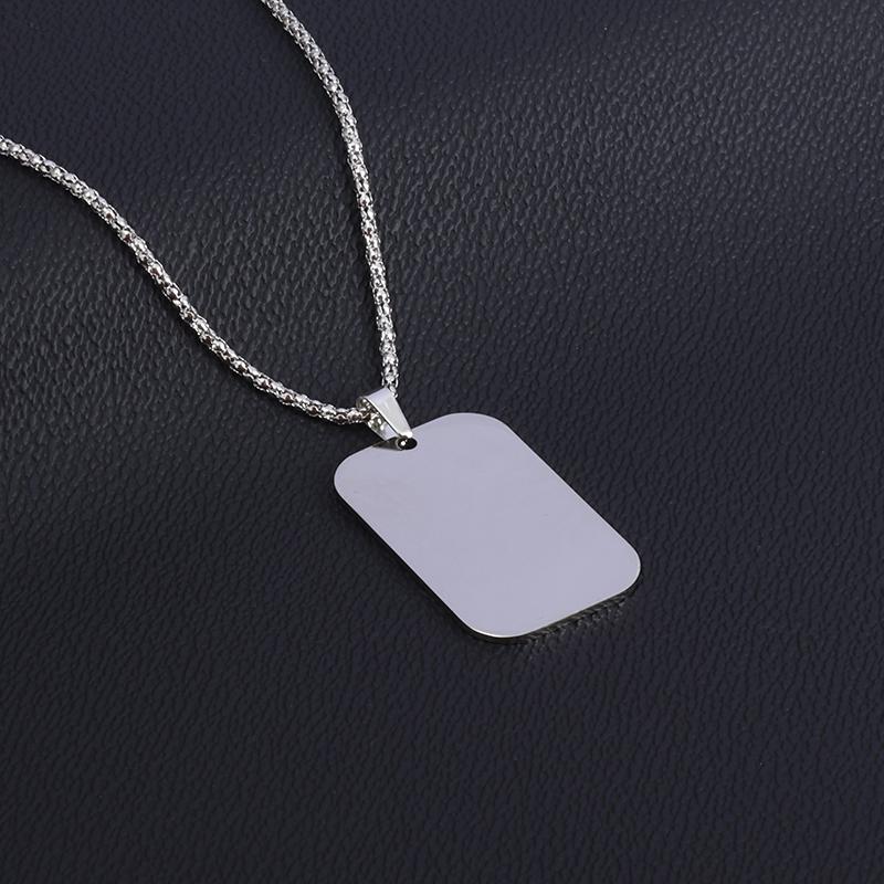 Stainless Steel Classic Geometric Polygonal Black Square Natural Stone Necklace Pendant for Men Fashion Casual Punk Jewelry Gift