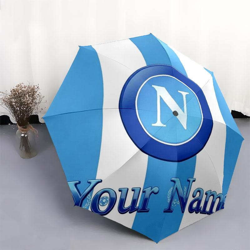 1 PC Automatic Folding Umbrella - SSC Napoli Custom Name Pattern, Portable & Foldable Design with 8 Ribs, Christmas Birthday Gifts