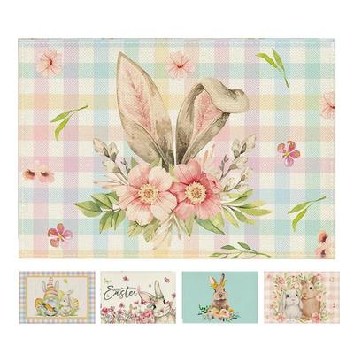 1 Stück Platzsets Frohe Ostern Thema Tischunterlagen Bunter Leinenaufdruck Ei Hasen Dekoratives Tischset Isolierunterlage Heimdeko