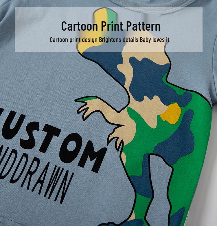 Korean Style Dinosaur Camouflage Short Sleeve T-Shirt for Boys