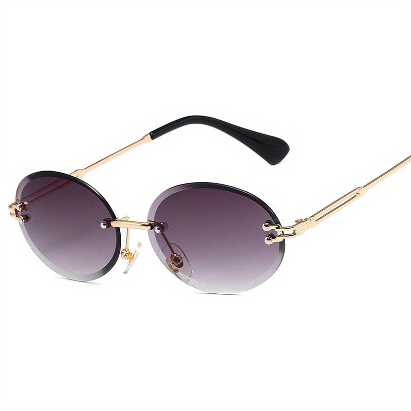 

Неполяризованные маленькие овальные солнцезащитные очки, зеркальные мужские ретро-очки без оправы, круглые очки, винтажные женские очки с алмазной огранкой