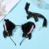 Lot de 2 serre-têtes oreilles de chat en peluche avec cloches, couvre-chef, maquillage, collier, costume de fête