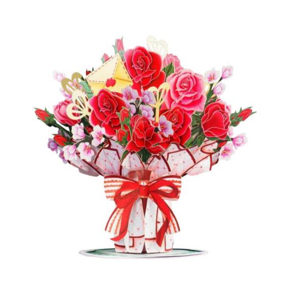 Evigt Blommande 3D Pop-Up Blommkort Handgjort Återvinningsbart Papperskort Eviga Romantiska Minnen Alla Hjärtans Dag Jubileum Födelsedagspresenter