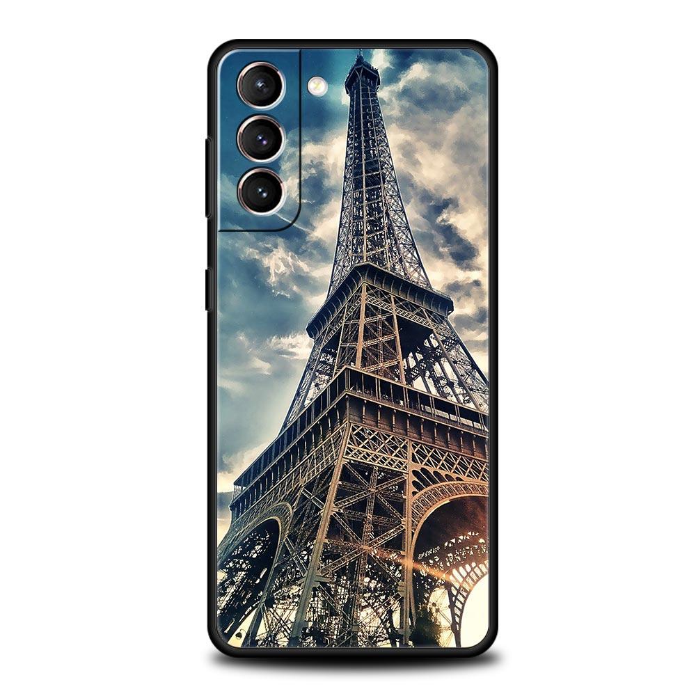 Red Umbrella Eiffel Tower Soft Phone Case For Samsung Galaxy S25 Edge S24 Plus S23 FE S22 S21 S20 Ultra 5G S10 Protect Cover