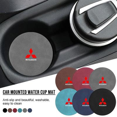 Porta-copos de Carro em Camurça Antiderrapante Isolamento Térmico para Copo de Água Tapete Decorativo Para ASX Lancer L200 Pajero Sport Attrage Mirage Eclipse