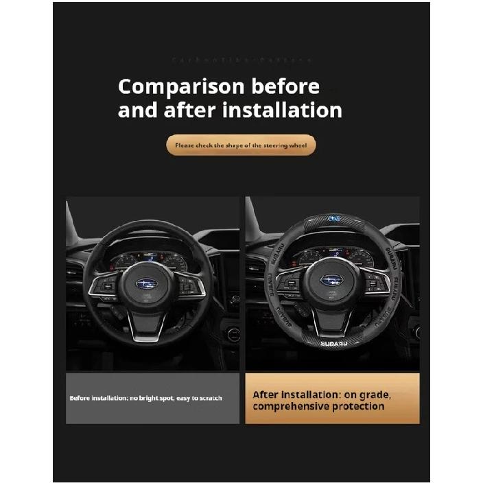 Pour Subaru Brz Wrx Xv Ascent Forester Outback Impreza Legacy Housse de Volant Ultra-fine Antidérapante en Cuir Fibre de Carbone