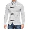 2025 Autumn/Winter Men's Thick High-Neck Leather Buckle Knitted Sweater