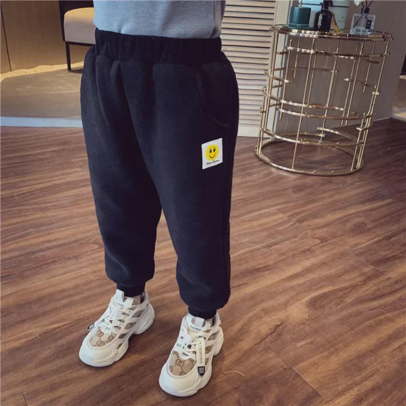 Kids' Winter Lambskin Fleece Pants: Thick, Warm Casual Sportswear for Boys & Girls