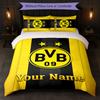 Borussia Dortmund Custom Name Text Bedding Set 1 Duvet Cover+2 Pillowcases Soccer Logo Personalized Gift For Special Occasion Bedroom Decor