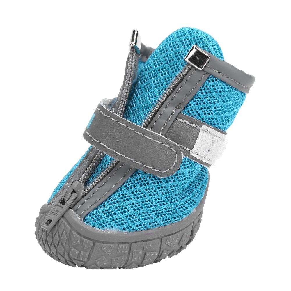 4pcs Mesh Holes Dog Booties Non Slip Sole Puppy Shoes Ventilated Pet Footwear Daily Wear