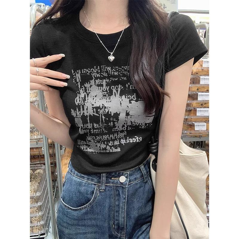 

Футболка в гонконгском стиле с круглым вырезом и правым плечом, летний дизайн, плиссированная талия, горячая девушка, короткие рукава XL