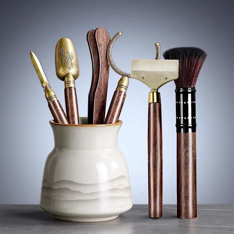 Tang Feng Tea Ceremony Six Gentlemen Set Kung Fu Tea Accories Clete Home High End Bla Ebony 6 Gentlemen Yu Kiln Tea Tube