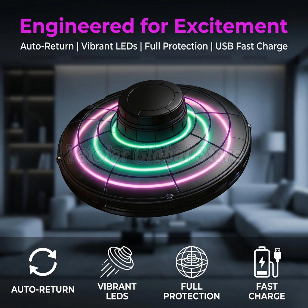 Magic Flying Helicopters Spinner Fingertip Flight Gyro Hover Ball Drone Aircraft, LED Light Up Toy Outdoor Fun for Adults Teens