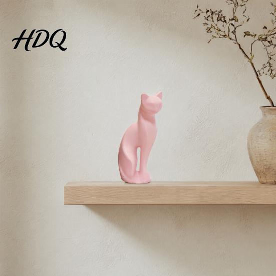Decorazione Gatto Durevole Scultura Gattino Stampata in 3D Ornamento Minimalista Design Geometrico Opaco