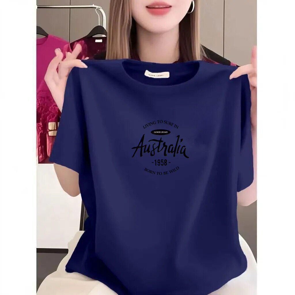 High-end Women's Letter Print Short Sleeve Round Neck Loose Slimming Casual T-shirt