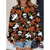 Womens Casual Hoodie With 3D Halloween Print Round Neck Lightweight Breathable Fabric