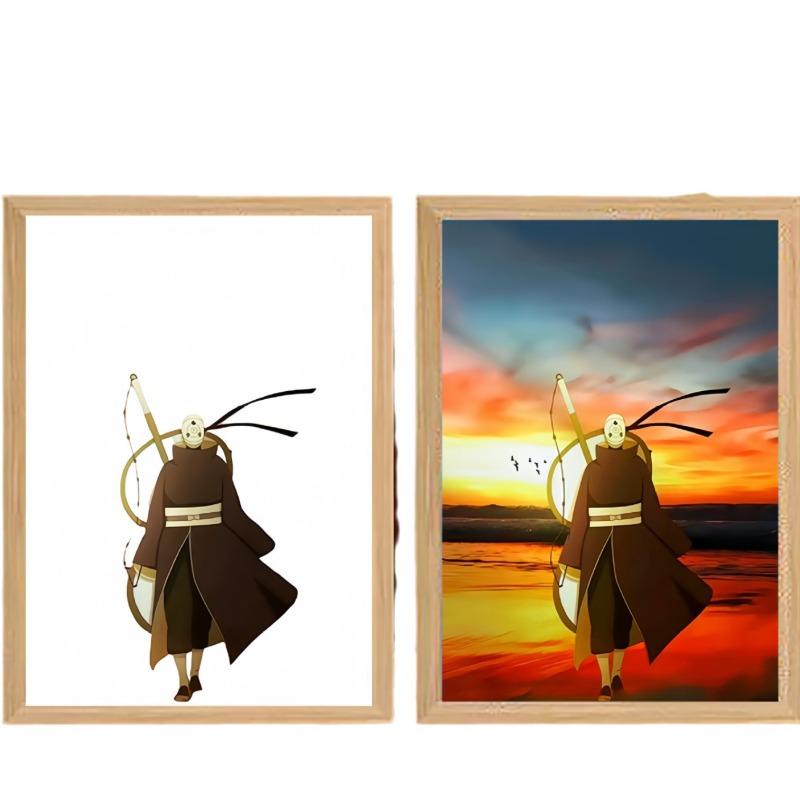 23cm/9.06in Naruto Painting Atmosphere Lights Anime Figure Peripherals Lamp Bedroom Desk Cartoon Collectible Display Funny Gifts