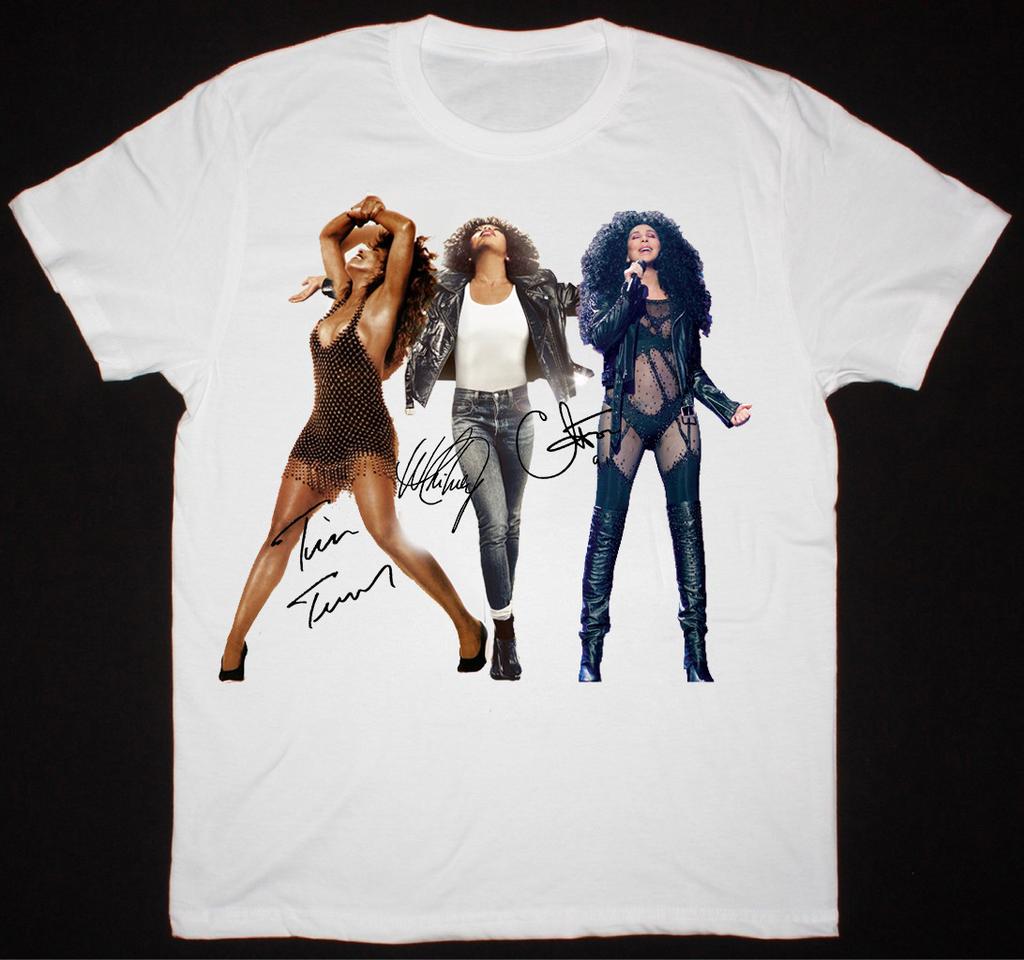 Camisa Signature Diva Whitney Houston Tina Turner Cher Branca Unissex P-345GG