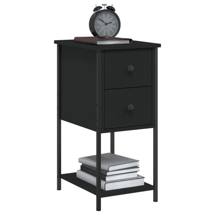 VidaXL Bedside Table Black 32x42x70 Cm Engineered Wood 826093