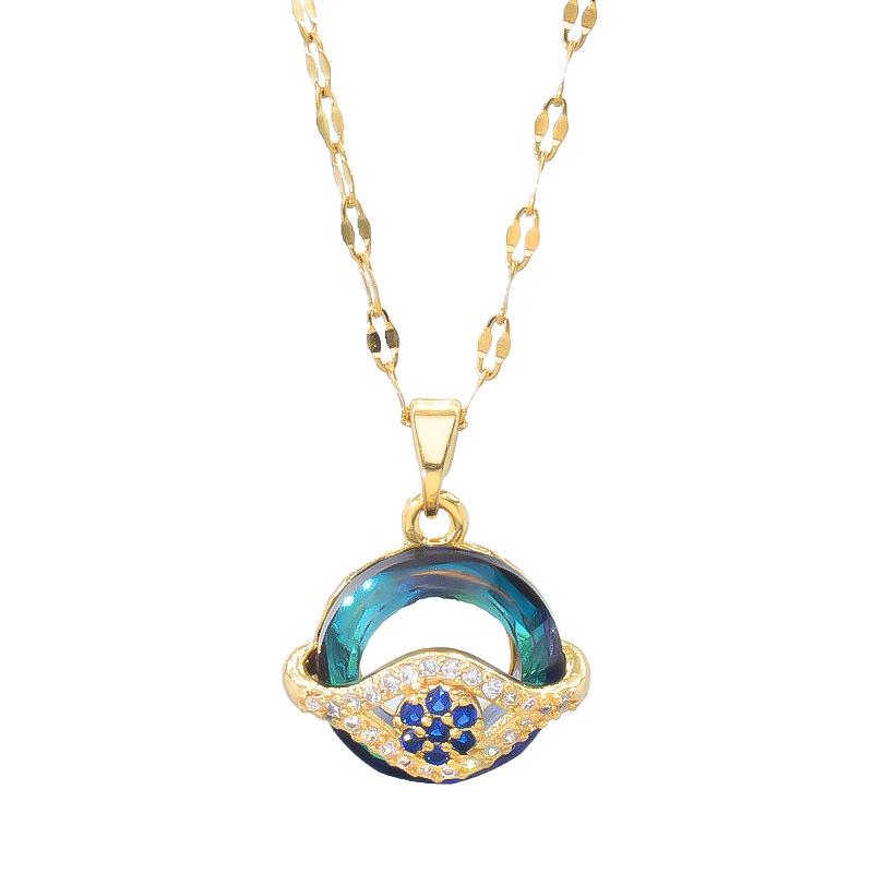 Devil'S Eye Necklace Female Premium Personality Versatile Round Blue Eye Pendant Ornament