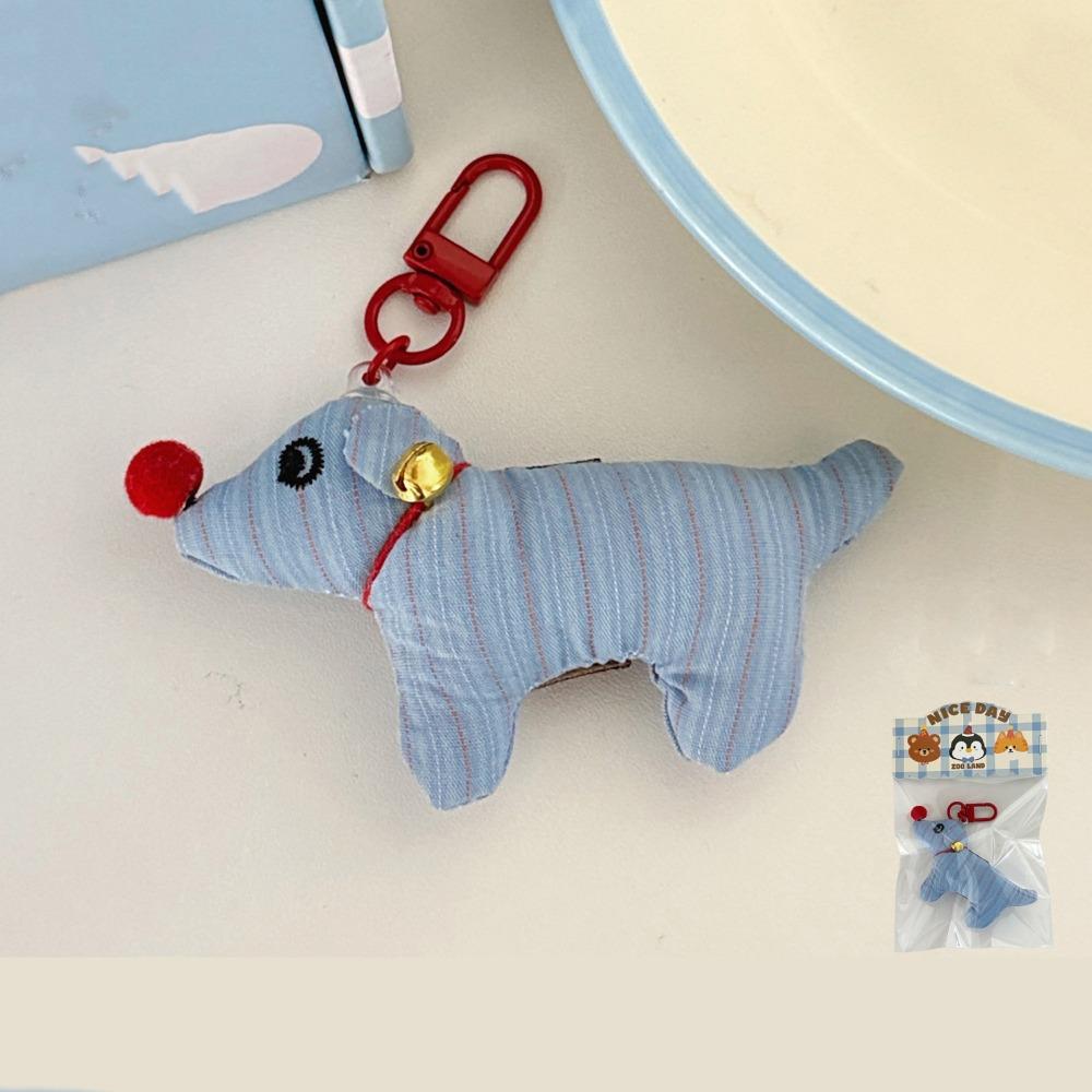 Soft Plush Doll Pendant Bell Cartoon Doll Keyring Fashione Fabric Puppy Keychain Gift