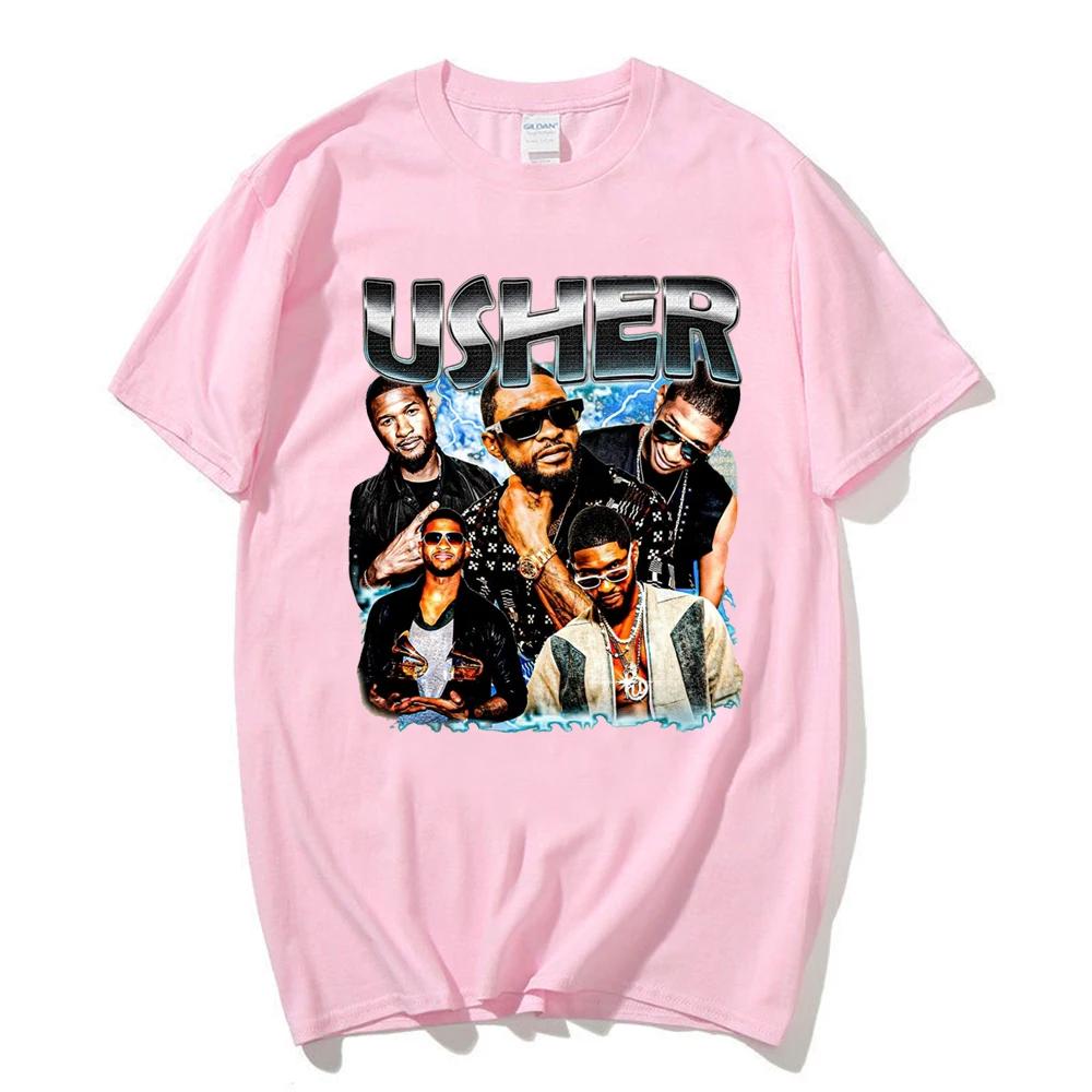 Retro Usher Sänger Musik Tour Shirt Hip Hop Rundhals Freizeit T-Shirt Unisex