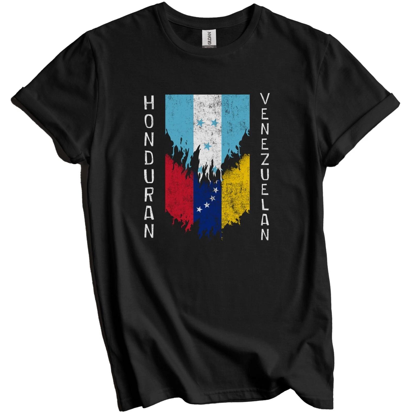 Honduran Venezuelan Flags Ripped Torn Honduras Venezuela T-Shirt XL