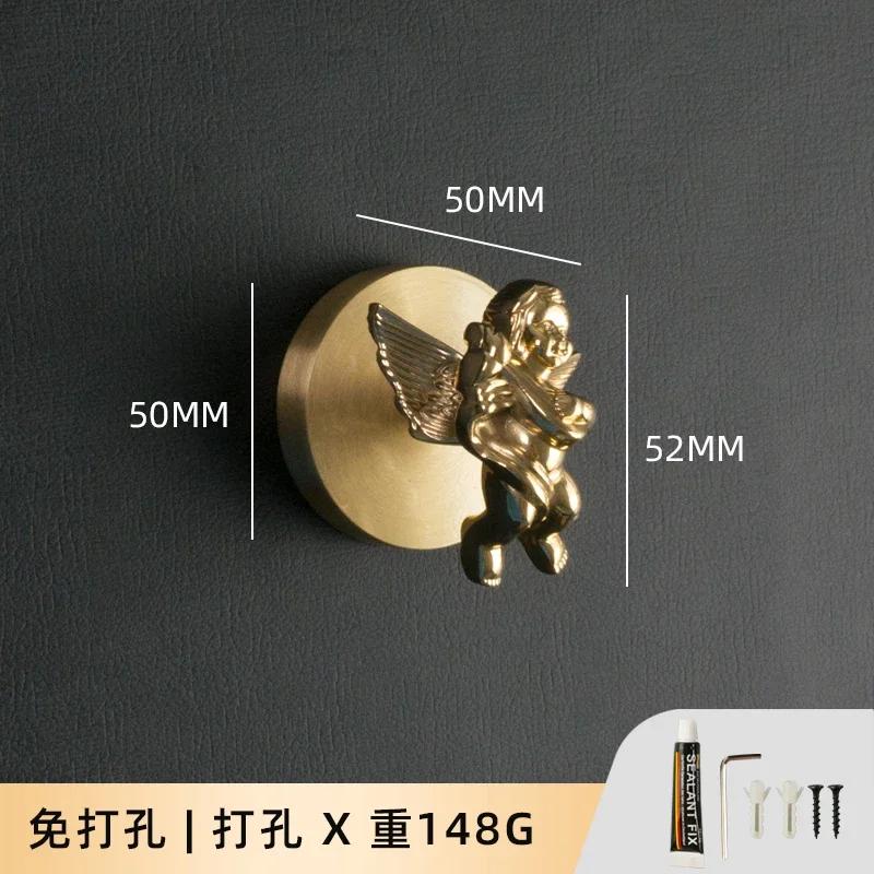 Light Luxury Brass Hole Free Nail Free Gold Compound Chinese American Door Porch Decorative Hook Towel Hook