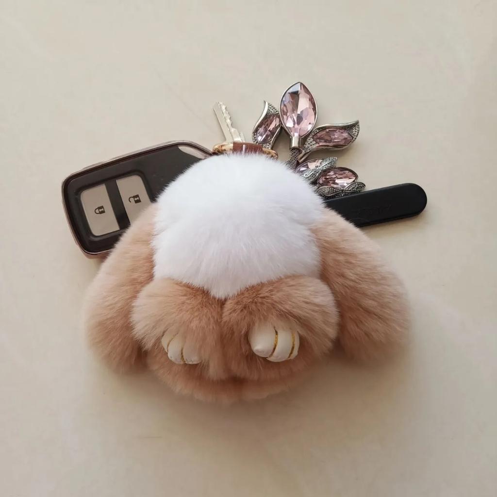 10CM Mini Fluffy Real Fur Pompon Bunny Women Girls Cute Plush Rabbit On Bag Jewelry Wedding Party Toy Kid Gift Bag Charm