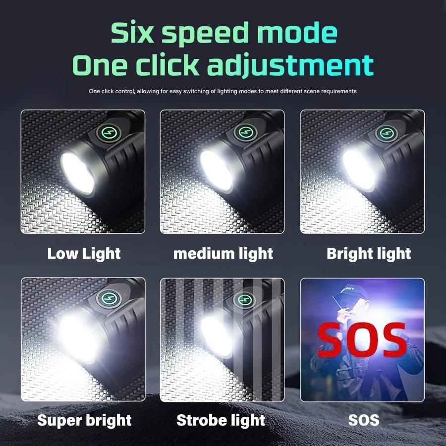 High-power 4 XPG+LED Flashlight 1000LM High-power Tactical Flashlight Outdoor Adventure Hiking Emergency Lighting Lantern Torch