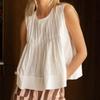 European and American women's clothing summer French pure cotton sleeveless vest shirt women's round neck loose A-shaped doll shirt