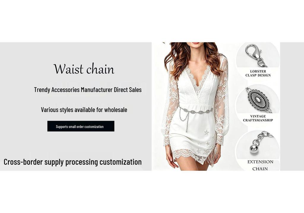 Bohemian Silver Turquoise Waist Chain - Retro Ethnic Belt for Dresses