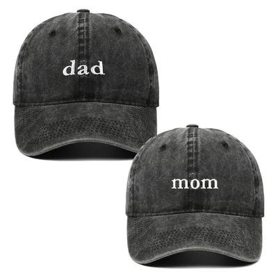 Retro Papa Mama Stickerei Baseballkappe Gewaschene Baumwolle Verstellbar Partnerkappe Sonnenschutzmützen Für Mann Frau