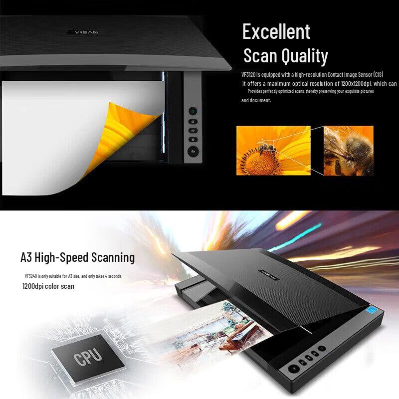 Vishan VF3120 A3 High-Speed Flatbed Scanner CN plug (adapter included)