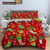 Red Christmas King Queen Duvet Cover Cartoon Santa Claus Bedding Set For Kid Boy Girl Happy Holiday 2/3pcs Polyester Quilt Cover