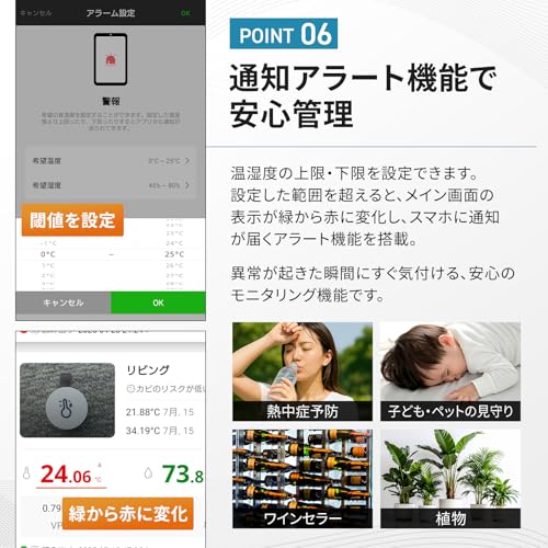 Intelligentes Thermometer/Hygrometer, Bluetooth Digitales Thermometer/Hygrometer, Smarter Sensor, Datenspeicherung, Kompaktes rundes Design (3 Pack)