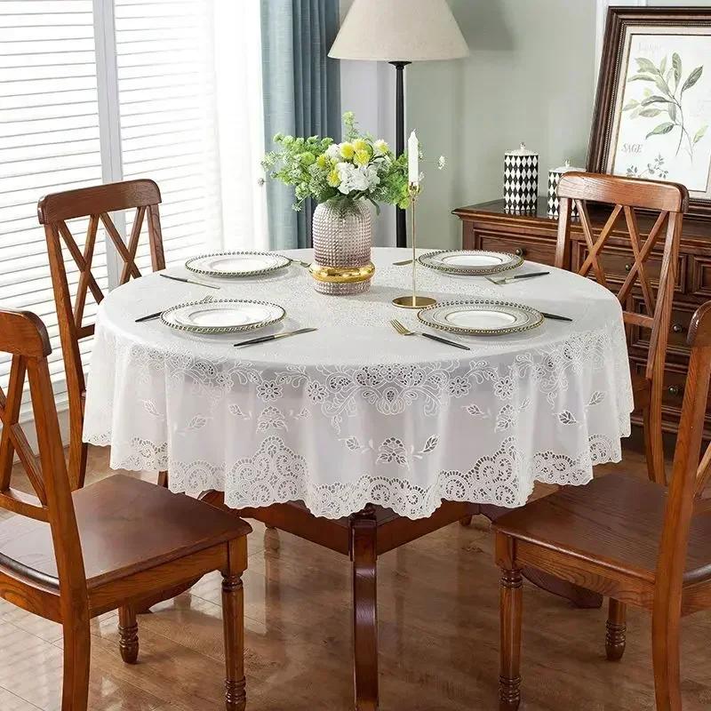 Pvc Round Table Waterproof Oil Proof Table Cloth Hot Stamping Coffee Tea Table Mat Hotel Anti Fouling Tables Towel Covers